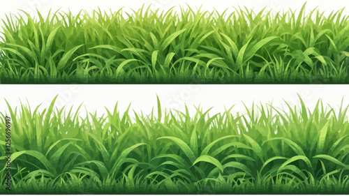 High-resolution vector illustration of lush green grass with depth and shading. Ideal for eco-friendly and outdoor designs.