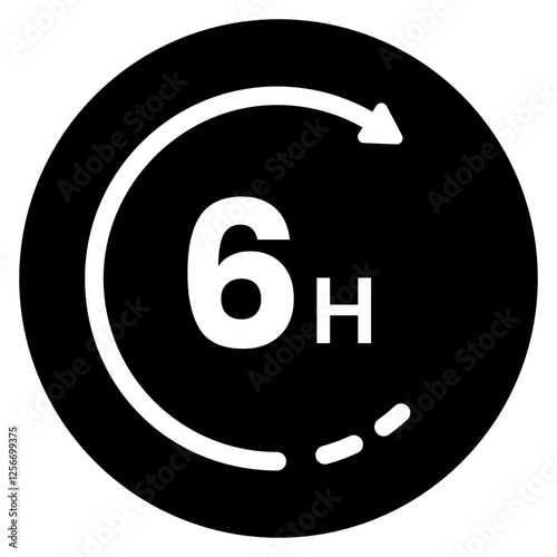 Six Hour with Black Circle Hour Duration Icon