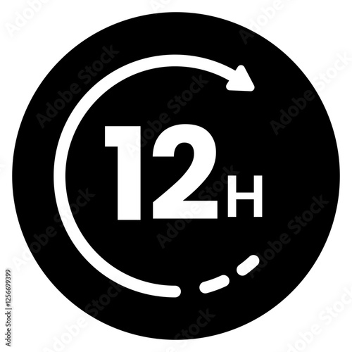Twelve Hour with Black Circle Hour Duration Icon