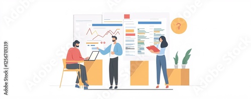 Business team working together analyzing financial charts and company growth data