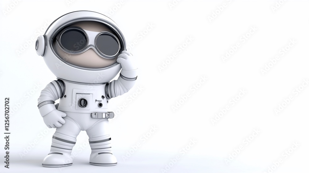 Cute cartoon astronaut in spacesuit, thinking, against white background. Cute cartoon astronaut in spacesuit, thinking, against white background.