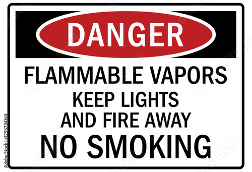 No smoking sign flammable vapors, keep lights and fire away