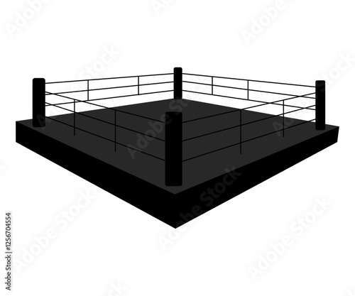 Empty boxing ring silhouette icon. Clipart image isolated on white background