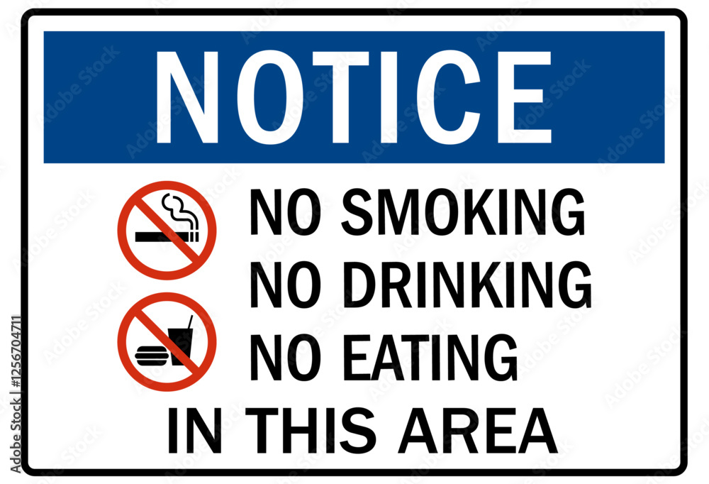 No smoking sign no smoking no drinking no eating in this area No smoking sign no smoking no drinking no eating in this area