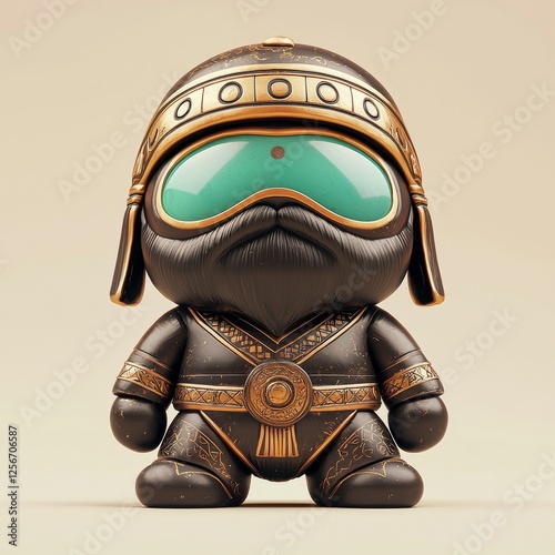 Ancient Warrior Cub 3D Render of a Cute, Armored Figurine photo