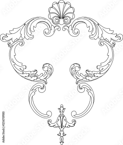 vector illustration sketch design decorative ornament floral carving decoration for classic ethnic vintage traditional interior
