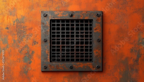 Wallpaper Mural Rusty Metal Vent on Orange Wall Torontodigital.ca