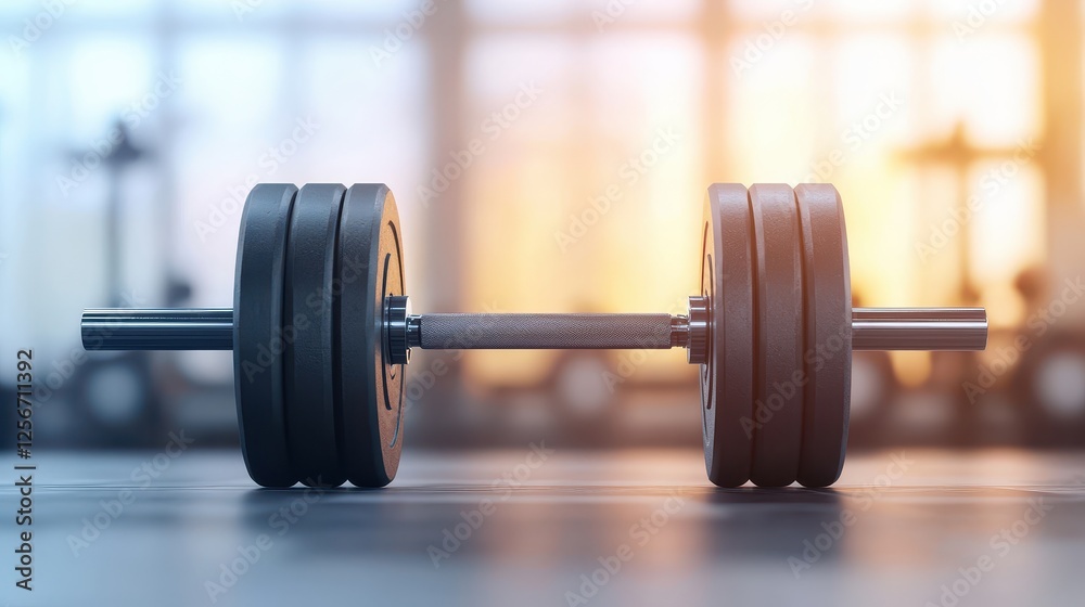 Person performing deadlift exercise with dumbbells on gym floor in fitness center