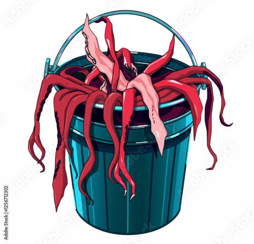 Illustration Bucket of Sinew Horror Isolated Background for Nightmare Fuel Artwork