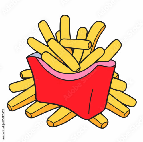 Illustration French Fries Isolated Background Fast Food Icon