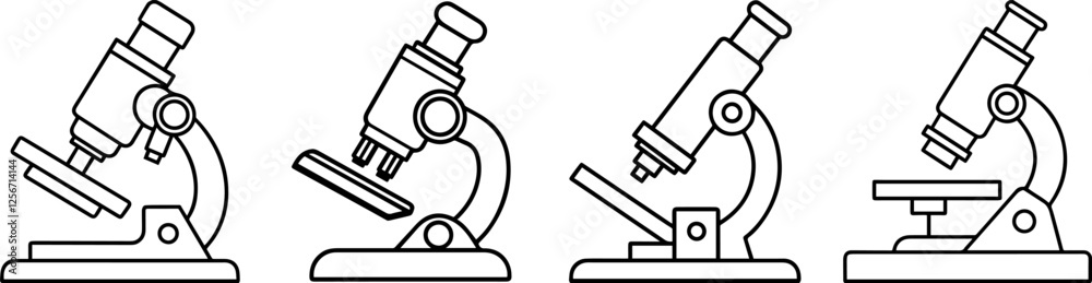 Microscope Doodle Style Outline - Coloring Book Page Line Art Drawing Microscope Doodle Style Outline - Coloring Book Page Line Art Drawing