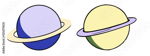 Vector Minimalist Ringed Planet Isolated Background