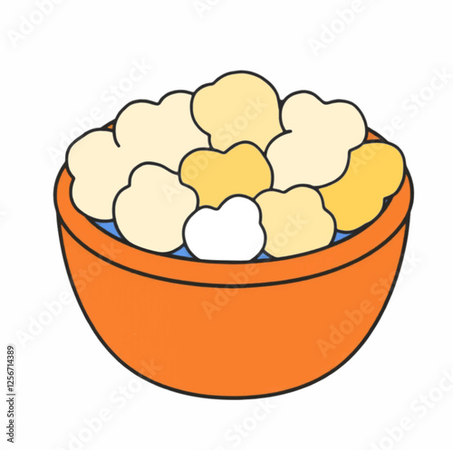 Illustration Popcorn Bowl Isolated Background Snack Icon