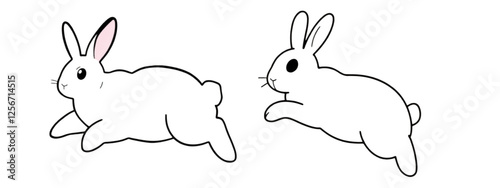 Vector Minimalist Jumping Rabbit Isolated Background