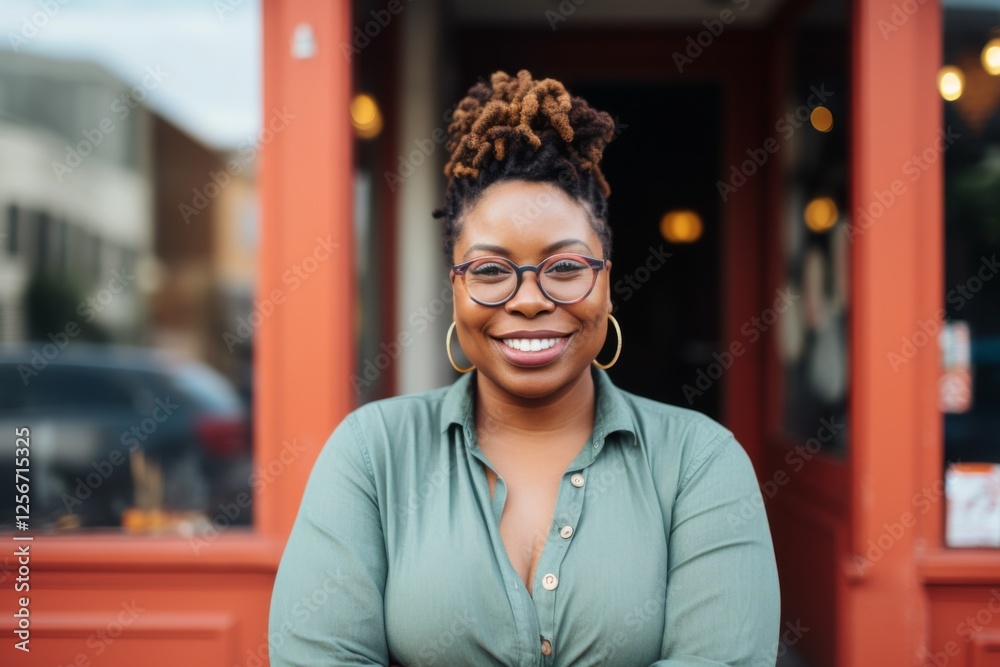Fototapeta premium Portrait of a smiling body positive female small business owner