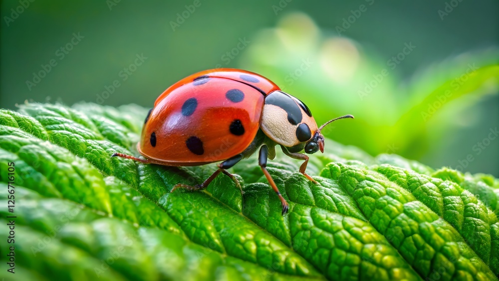 Obraz premium Ladybug on a Green Leaf
