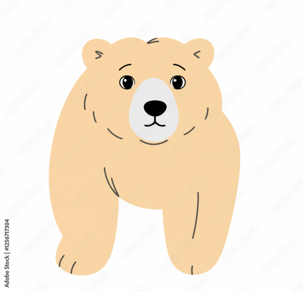 Illustration Style Bear in Brown Isolated White Background Illustration Style Bear in Brown Isolated White Background