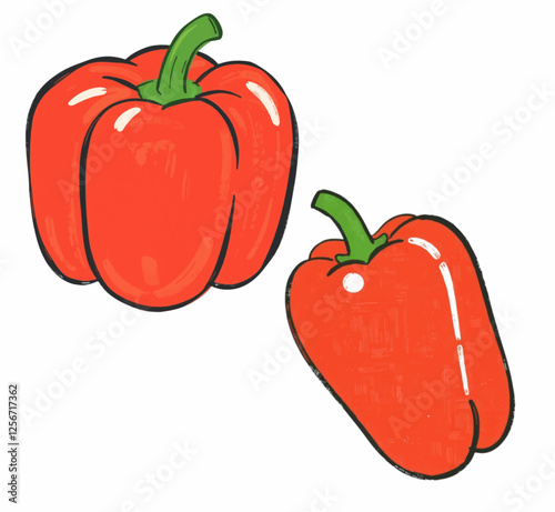 Illustration Bell Pepper Red Isolated White Background for Healthy Cooking Branding