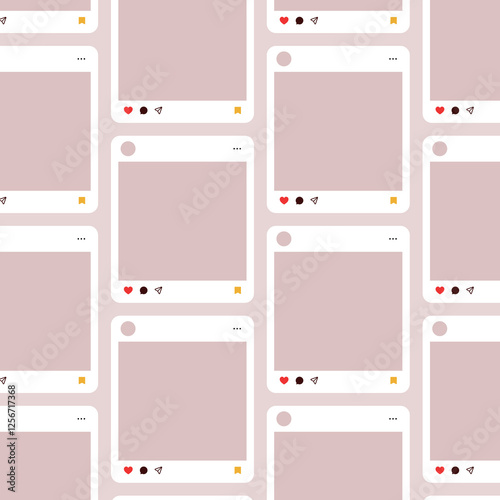 social media post mockup frame vector template. social media carousel post photos frame, post mock up. mobile app interface template on social network