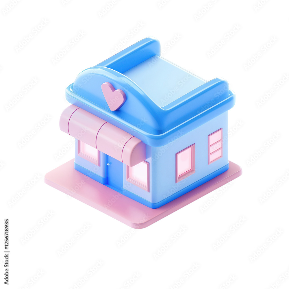 motel, single 3d icon, minimalism, Glassmorphism style, Isometric, 