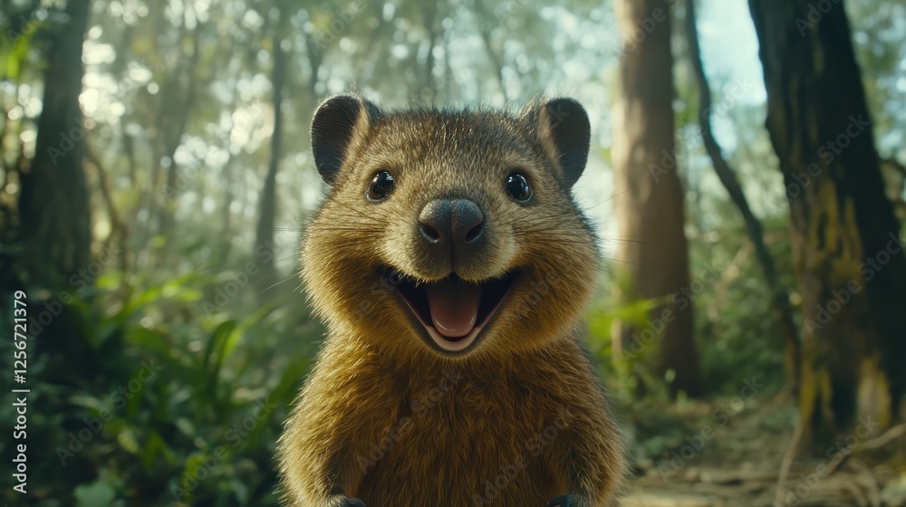 Obraz premium Happy Mountain Pika Smiles In Forest Habitat