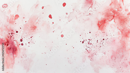 Bold splashes red colors soft paint splatter isolated on white watercolor paper texture background paint brush strokes abstract delicate flowing art class creative excitement softness copy space