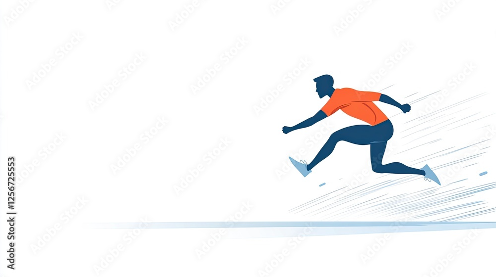Fototapeta premium Dynamic illustration of a runner in motion, showcasing speed and agility against a minimalistic background
