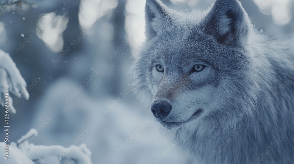 Arctic Wolf in Snowy Winter Forest Habitat Arctic Wolf in Snowy Winter Forest Habitat