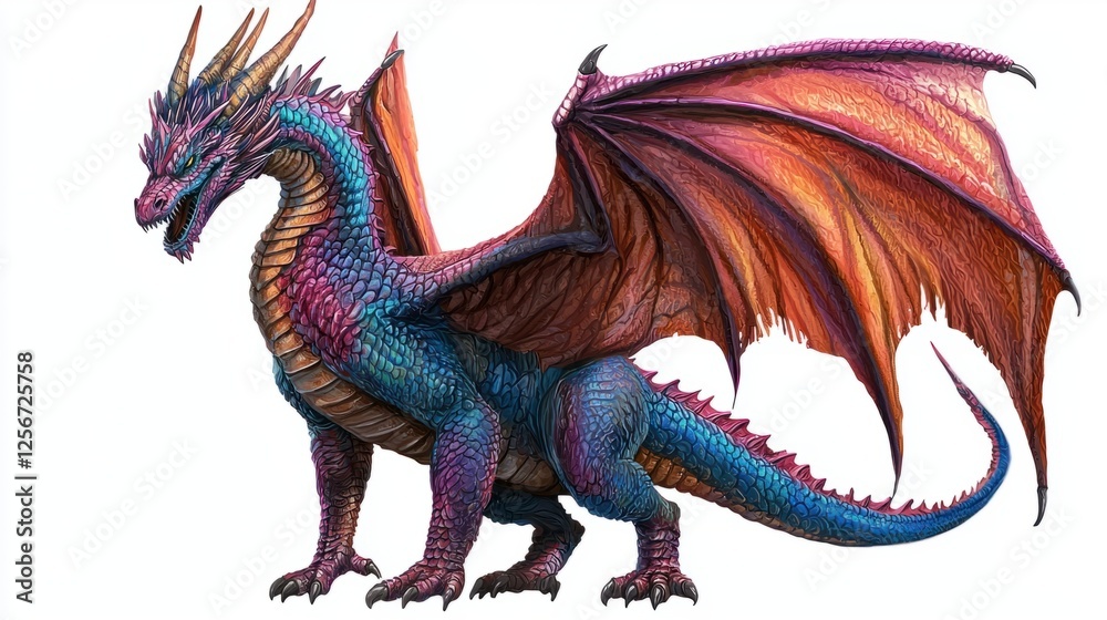 Vibrant Fantasy Dragon with Colorful Scales and Majestic Wings Vibrant Fantasy Dragon with Colorful Scales and Majestic Wings