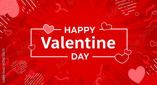 Red Background Happy Valentine's day text, hand lettering typography poster on red gradient background. Vector illustration. Romantic quote postcard, card, invitation, banner template.