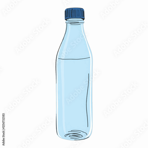 Illustration of a Transparent Plastic Bottle, Perfect for Recycling and Environmental Awareness Art