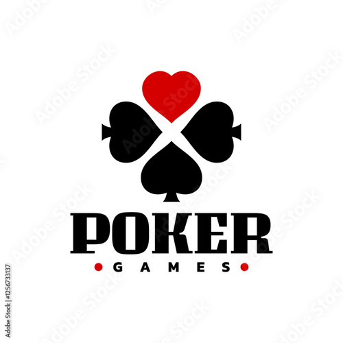 three spades and one hearts logo. poker games logo template. card game logo icon.