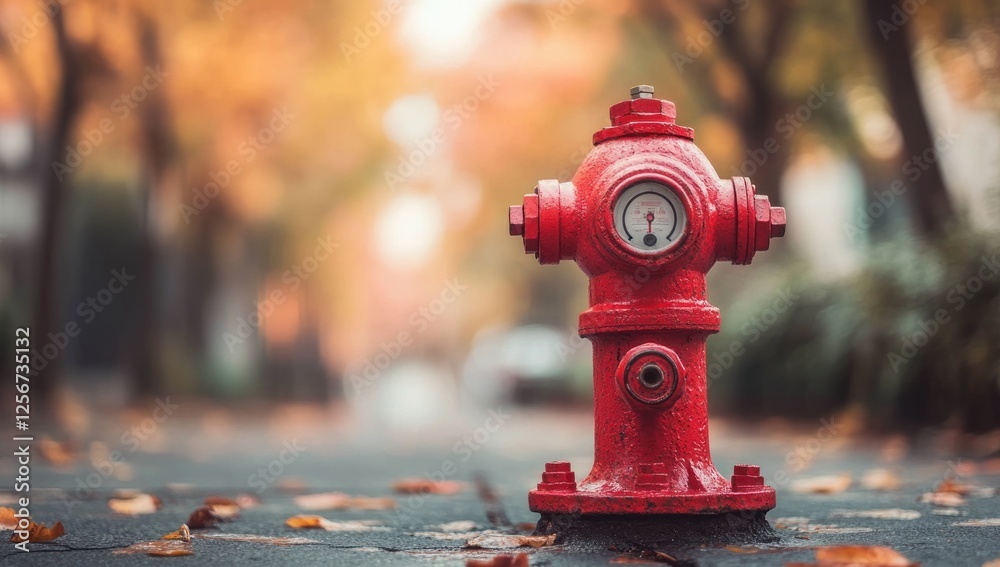 Autumnal Hydrant: A Red Fire Hydrant on a Fall Day Autumnal Hydrant: A Red Fire Hydrant on a Fall Day