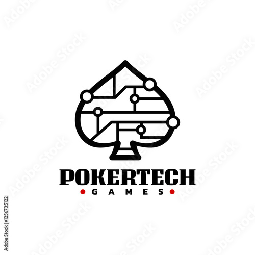 spade with technology theme logo icon. poker games logo template. card game logo icon.