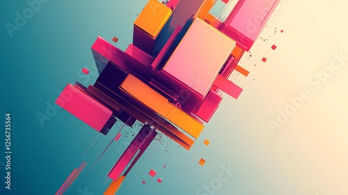 Abstract geometric shapes in vibrant colors photo