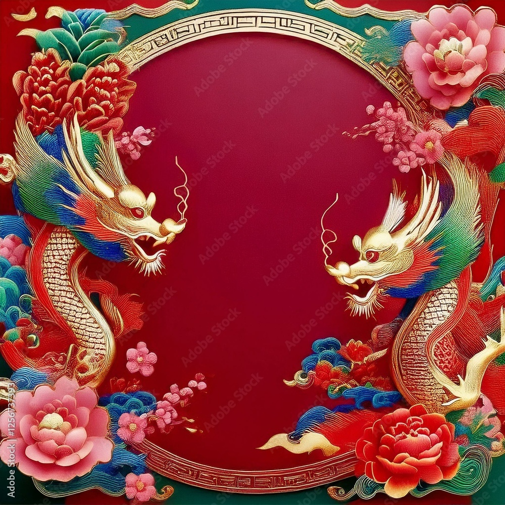 elegant dragon border frame with floral design with copy space for text graphic resource
elegant dragon border frame with floral design with copy space for text graphic resource