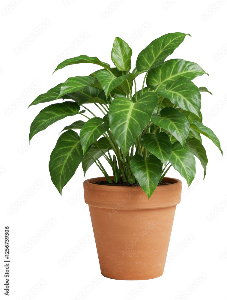 Vibrant Green Potted Plant in Earthy Clay Pot – Transparent Vibrant Green Potted Plant in Earthy Clay Pot – Transparent
