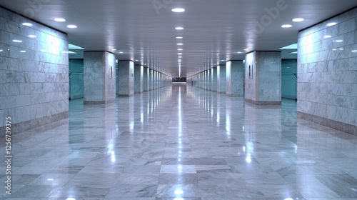 Wallpaper Mural Underground passage, marble walls, reflections, city transit Torontodigital.ca