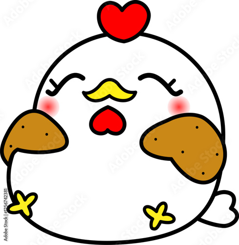 にわとり　手羽先　かわいい　キャラクター　チキン　満腹