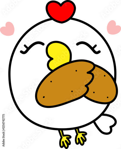 にわとり　手羽先　かわいい　キャラクター　チキン　嬉しい