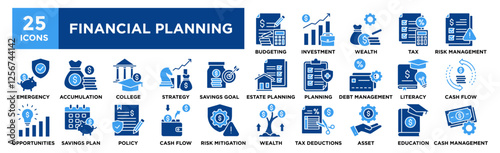 Financial Planning icon collection set. Containing design financial, investment, business, finance, planning	