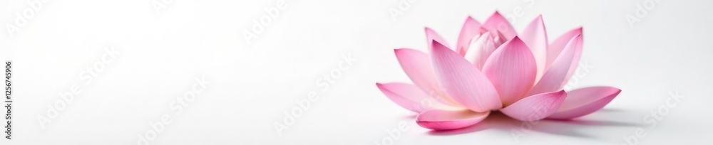 Elegant pink lotus flower with soft petals against white background, peaceful, exotic, serene Elegant pink lotus flower with soft petals against white background, peaceful, exotic, serene