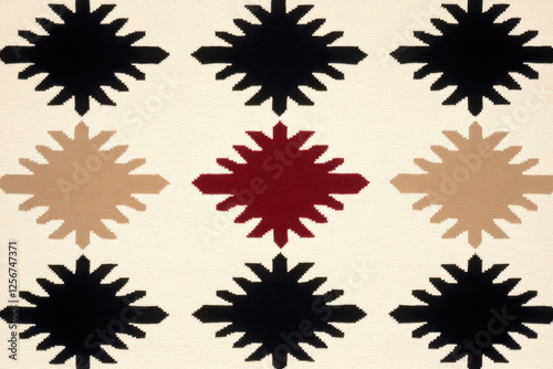 Wallpaper Mural A colorful rug with black and white snowflakes and red and white flowers Torontodigital.ca