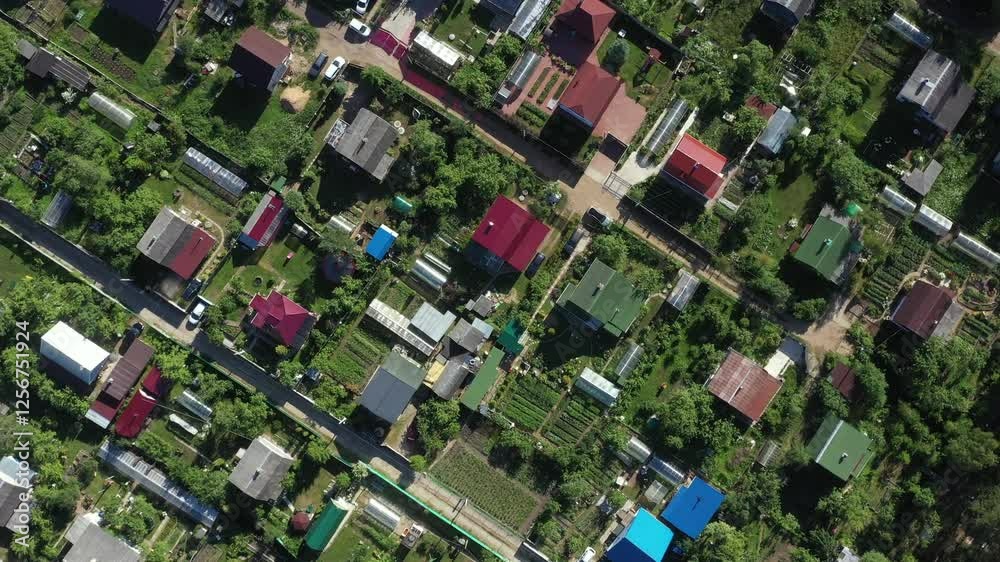 custom made wallpaper toronto digitalVillage with cottages, summer houses and gardens. Aerial top view