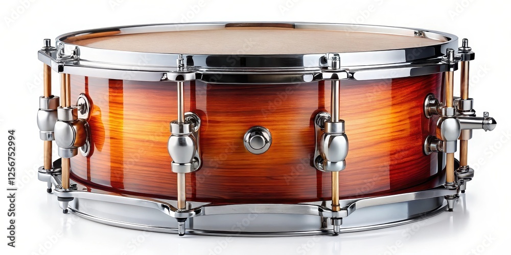 Obraz premium Snare Drum, Wood Shell, Isolated on White Background