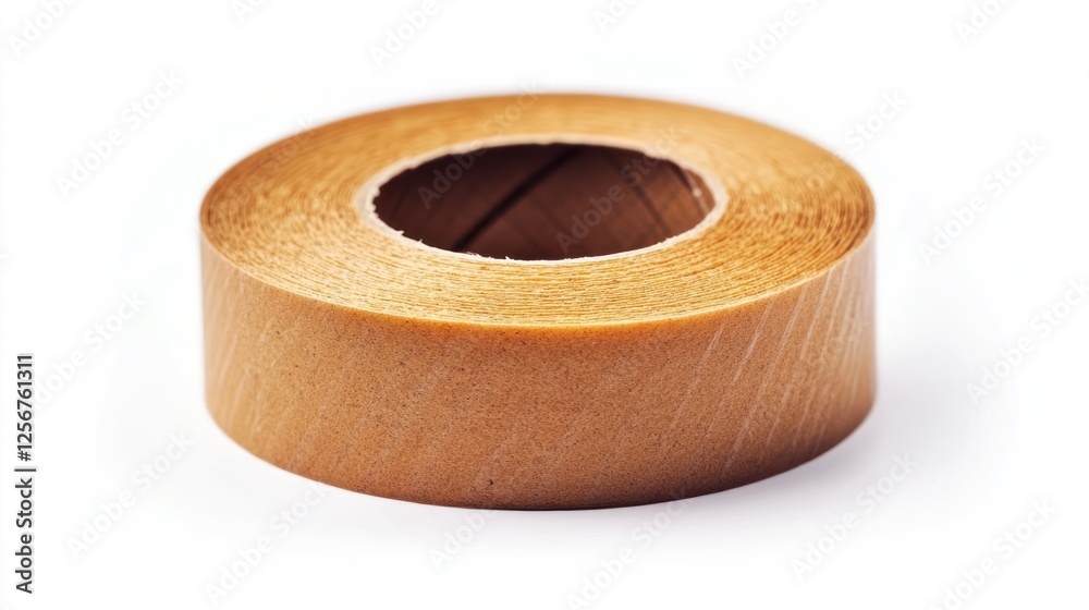 Roll of brown adhesive tape on a white background. Roll of brown adhesive tape on a white background.