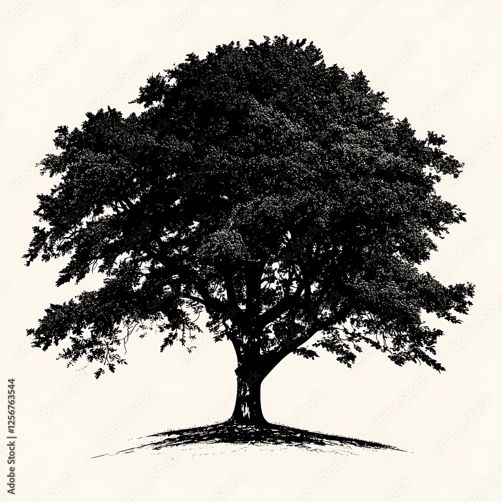 Fototapeta premium Black and white tree silhouette
