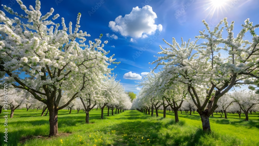 Blossoming Orchard in Springtime Blossoming Orchard in Springtime