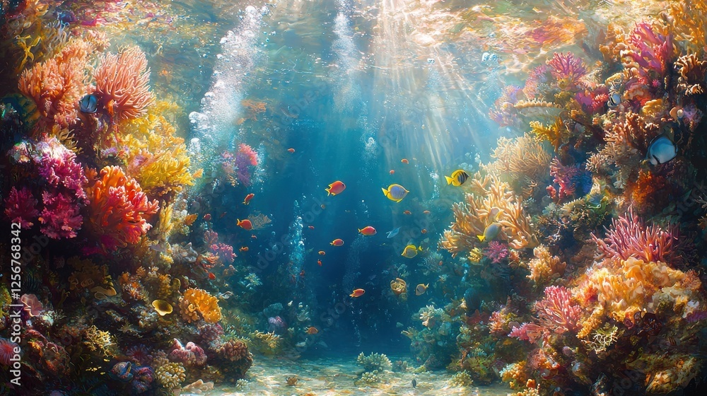 Fototapeta premium Vibrant Underwater Coral Reef Ecosystem