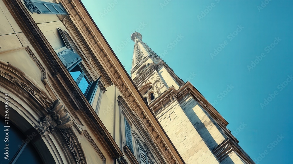 Mole Antonelliana in full sunlight, with the striking blue sky providing a contrast to its classical and modern features Mole Antonelliana in full sunlight, with the striking blue sky providing a contrast to its classical and modern features